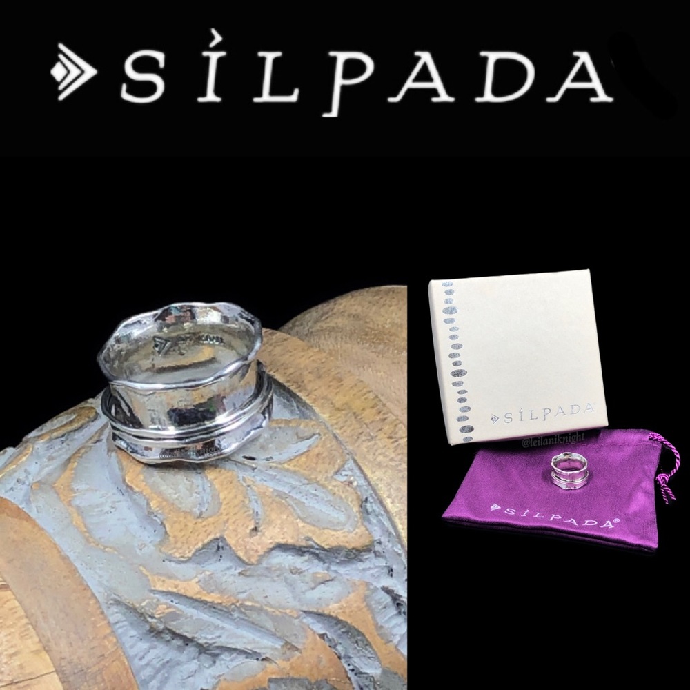 Silpada Sterling Silver “Wave Rider” Scalloped Spinner Ring